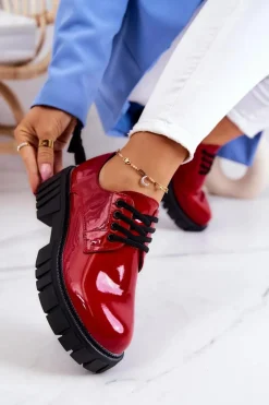 Modne Lakierowane Półbuty La.Fi 210013R-LA Czerwone