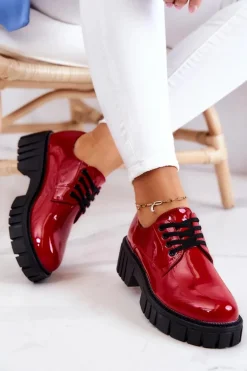 Modne Lakierowane Półbuty La.Fi 210013R-LA Czerwone