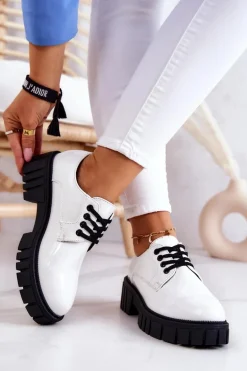 Modne Lakierowane Półbuty La.Fi 210013W-LA Białe