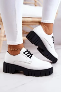 Modne Lakierowane Półbuty La.Fi 210013W-LA Białe