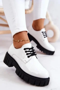 Modne Lakierowane Półbuty La.Fi 210013W-LA Białe