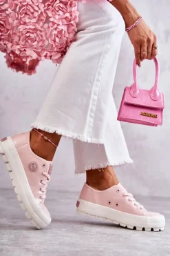 Modne Lakierowane Trampki Big Star KK274047 Różowe