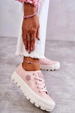 Modne Lakierowane Trampki Big Star KK274047 Różowe