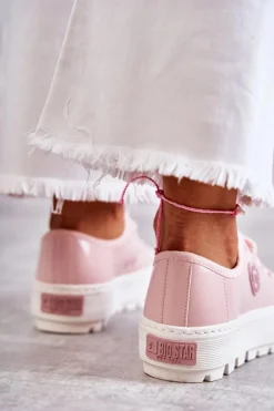 Modne Lakierowane Trampki Big Star KK274047 Różowe