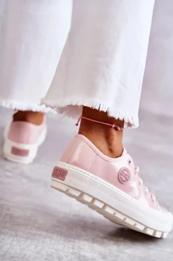 Modne Lakierowane Trampki Big Star KK274047 Różowe