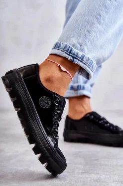 Modne Lakierowane Trampki Big Star KK274044 Czarne