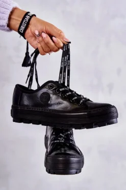 Modne Lakierowane Trampki Big Star KK274044 Czarne