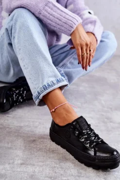 Modne Lakierowane Trampki Big Star KK274044 Czarne