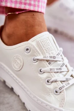 Modne Lakierowane Trampki Big Star KK274045 Białe