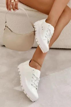 Modne Lakierowane Trampki Big Star KK274045 Białe