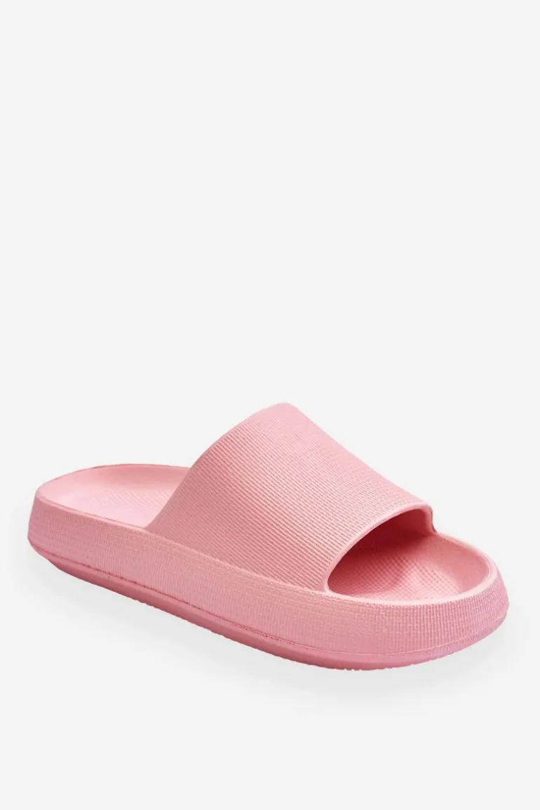 Modne Lekkie Klapki Na Masywnej Podeszwie Różowe Rebel