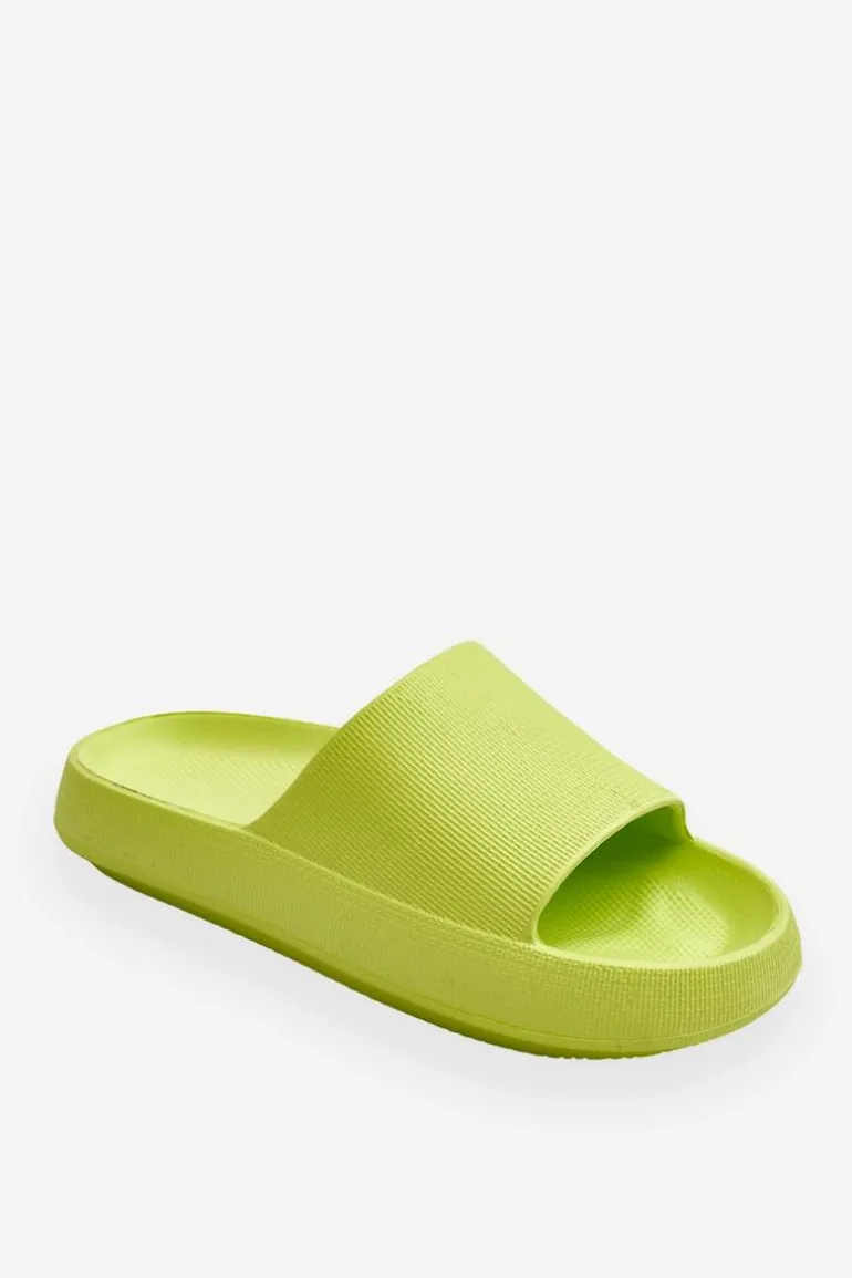 Modne Lekkie Klapki Na Masywnej Podeszwie Limonkowe Rebel