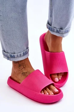 Modne Lekkie Klapki Na Masywnej Podeszwie Fuksja Rebel