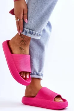Modne Lekkie Klapki Na Masywnej Podeszwie Fuksja Rebel