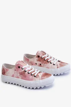 Modne Niskie Trampki Big Star LL274044 Różowo-Beżowe