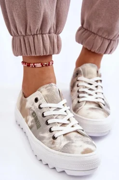 Modne Niskie Trampki Big Star LL274043 Biało-Szare