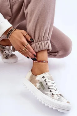 Modne Niskie Trampki Big Star LL274043 Biało-Szare