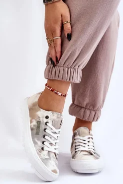 Modne Niskie Trampki Big Star LL274043 Biało-Szare