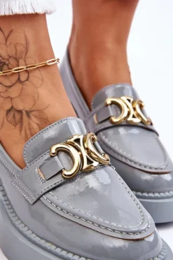 Modne Półbuty Czółenka Na Masywnym Obcasie Jasnoniebieskie Imani