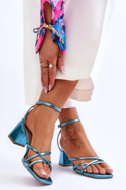 Modne Sandałki Na Obcasie Niebieskie Felisa