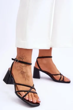 Modne Sandałki Na Obcasie Czarne Felisa