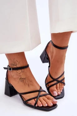 Modne Sandałki Na Obcasie Czarne Felisa