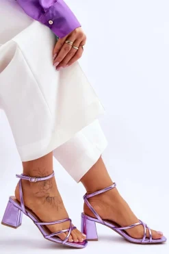 Modne Sandałki Na Obcasie Fioletowe Felisa