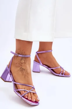 Modne Sandałki Na Obcasie Fioletowe Felisa