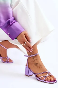Modne Sandałki Na Obcasie Fioletowe Felisa