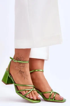 Modne Sandałki Na Obcasie Zielone Felisa