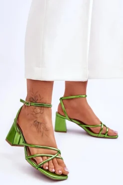 Modne Sandałki Na Obcasie Zielone Felisa