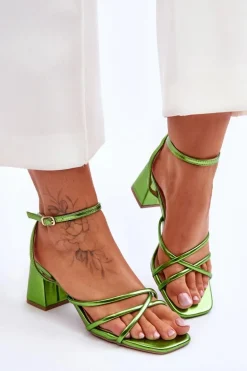 Modne Sandałki Na Obcasie Zielone Felisa