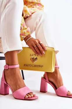 Modne Sandałki Na Słupku Fuksja Salis