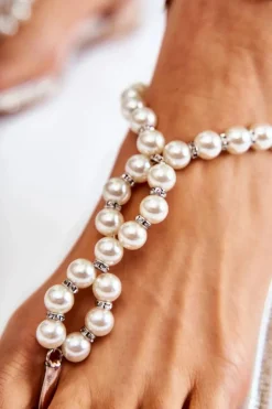 Modne Sandały Japonki Z Perłami Różowe Złoto Isalia