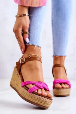 Modne Sandały Na Koturnie Fuksja Roseville