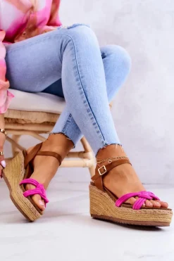 Modne Sandały Na Koturnie Fuksja Roseville