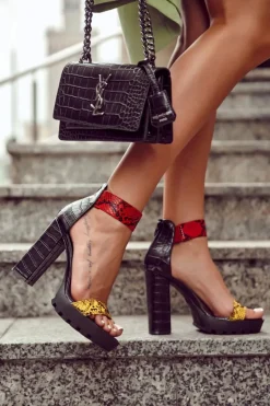 Modne Sandały Na Masywnym Słupku Multikolor Elisen