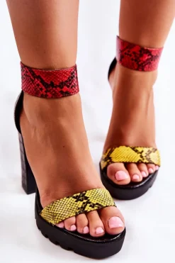 Modne Sandały Na Masywnym Słupku Multikolor Elisen