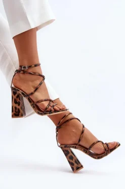 Modne Sandały Na Obcasie Brązowe Josette