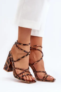 Modne Sandały Na Obcasie Brązowe Josette