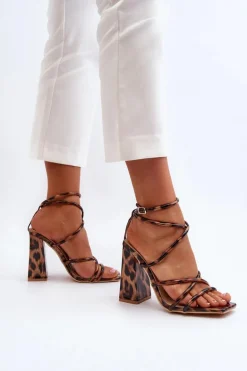 Modne Sandały Na Obcasie Brązowe Josette