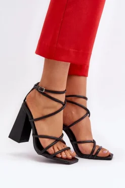 Modne Sandały Na Obcasie Czarne Josette
