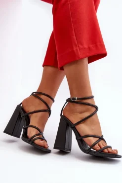 Modne Sandały Na Obcasie Czarne Josette