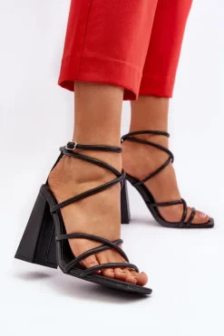 Modne Sandały Na Obcasie Czarne Josette