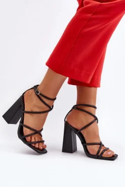 Modne Sandały Na Obcasie Czarne Josette