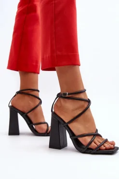Modne Sandały Na Obcasie Czarne Josette
