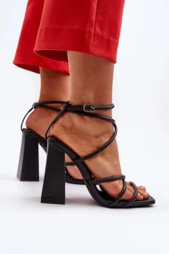 Modne Sandały Na Obcasie Czarne Josette