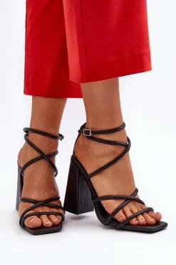 Modne Sandały Na Obcasie Czarne Josette