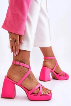 Modne Sandały Na Obcasie I Platformie Różowe Secret Rose