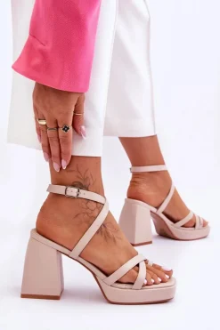 Modne Sandały Na Obcasie I Platformie Beżowe Secret Rose